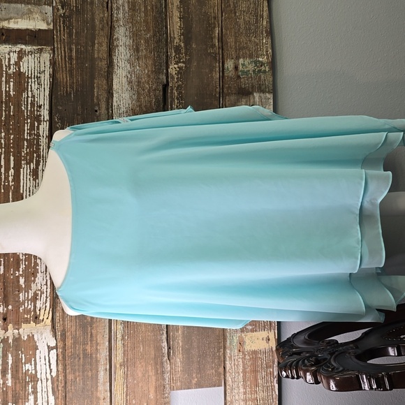 JM Collection Tops - JM Collection Elegant Blue Batwing Blouse with Cold shoulder details, SIZE L